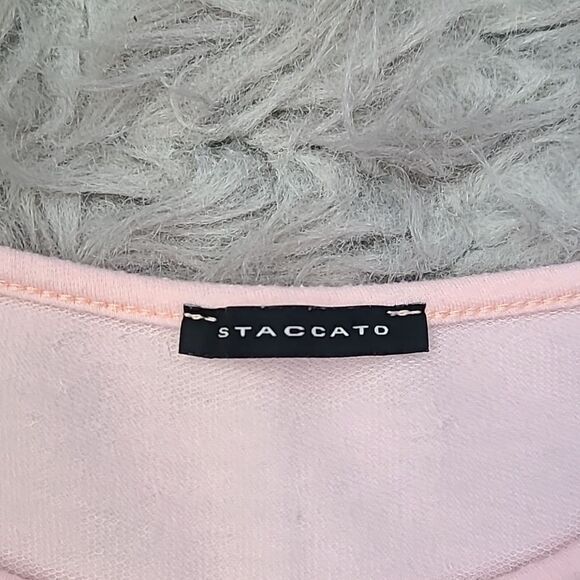 Staccato womens soft stretcy pink and light blue floral‎ tshirt size small - Picture 3 of 5